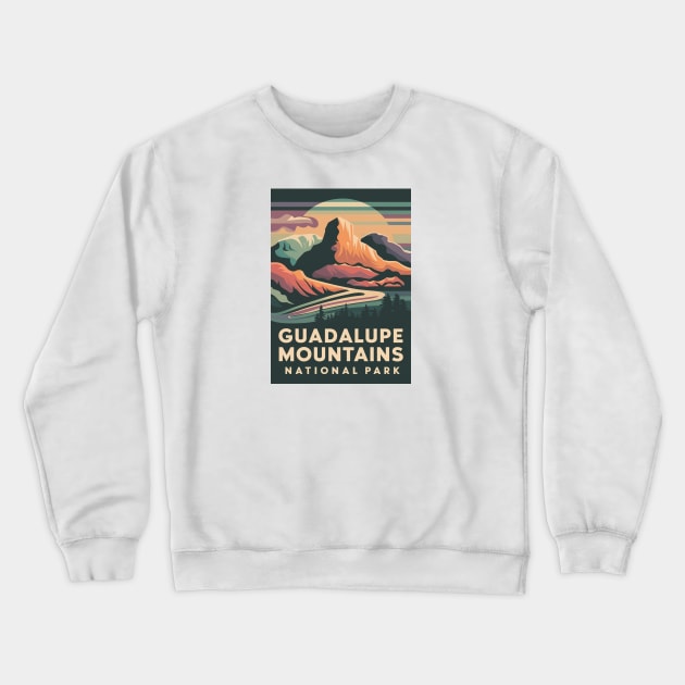 Vintage Poster of Guadalupe Mountains National Park Crewneck Sweatshirt by Perspektiva